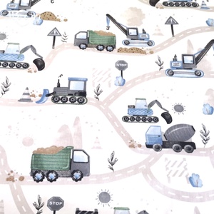 Munkagépek pamutvászon - mintás - alapanyag termékekhez, Kellékek & szerszámok, Méteráru, Szövet, , MESKA