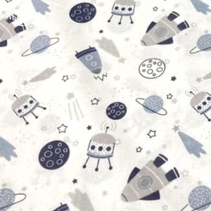 Űrhajók pamutvászon - mintás - alapanyag termékekhez, Kellékek & szerszámok, Méteráru, Szövet, , MESKA