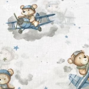 Repülős maci pamutvászon - mintás - alapanyag termékekhez, Kellékek & szerszámok, Méteráru, Szövet, , MESKA