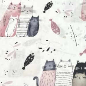 Rózsaszín cicák pamutvászon - mintás - alapanyag termékekhez, Kellékek & szerszámok, Méteráru, Szövet, , MESKA