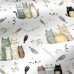 Zöld cicák pamutvászon - mintás - alapanyag termékekhez, Kellékek & szerszámok, Méteráru, Szövet, , MESKA