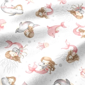 Sellő pamutvászon - mintás - alapanyag termékekhez - Meska.hu