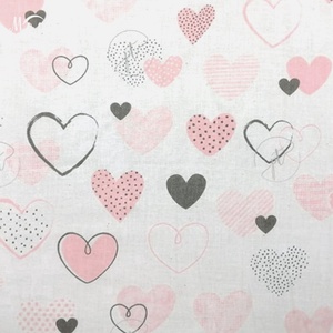 Szivecskék pamutvászon - mintás - alapanyag termékekhez - Meska.hu