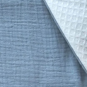 Farmerkék dupla géz és waffle baba nyálkendő - baba - mama - babaruházat - nyálkendő - Meska.hu