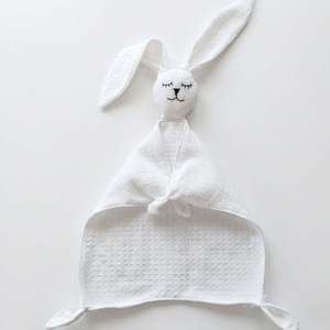 Dupla géz / waffle szundi nyuszi (fehér) - baba - mama - baba játékok - szundikendő, alvóka - Meska.hu