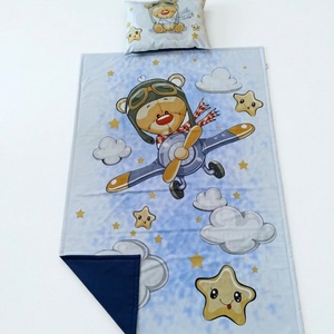 Pilóta macis ovis ágynemű szett - kék� töltött, pamut, egybevarrt - Meska.hu