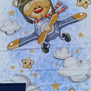 Pilóta macis ovis ágynemű szett - kék� töltött, pamut, egybevarrt - játék & sport - ovis felszerelés - ovis ágynemű - Meska.hu