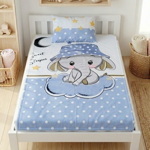 Elefántos pöttyös ovis ágynemű szett - kék� töltött, pamut, egybevarrt - játék & sport - ovis felszerelés - ovis ágynemű - Meska.hu