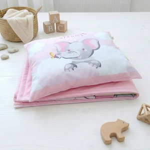 Elefántos ovis ágynemű szett - rózsaszín� töltött, pamut, egybevarrt - játék & sport - ovis felszerelés - ovis ágynemű - Meska.hu