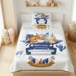 Autós állatos ovis ágynemű szett - kék� töltött, pamut, egybevarrt - játék & sport - ovis felszerelés - ovis ágynemű - Meska.hu