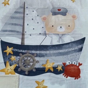 Tengerész macis ovis ágynemű szett - bézs � töltött, pamut, egybevarrt - játék & sport - ovis felszerelés - ovis ágynemű - Meska.hu