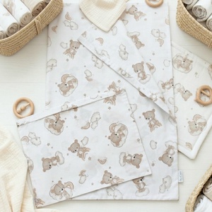 Kismackó mintás pamut baba ágyneműhuzat szett kiságyba, Baba - mama, Baba ágynemű, Szett kiságyba, Varrás, MESKA