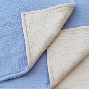 Baba ágynemű szett kiságyba � bélelt dupla géz (farmerkék-drapp) - baba - mama - baba ágynemű - szett kiságyba - Meska.hu