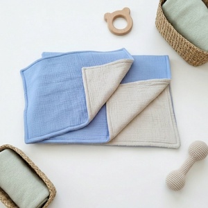 Baba ágynemű szett kiságyba � bélelt dupla géz (farmerkék-drapp), Baba - mama, Baba ágynemű, Szett kiságyba, Varrás, MESKA