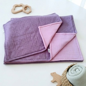 Baba ágynemű szett kiságyba � bélelt dupla géz (sötét mályva-rózsaszín), Baba - mama, Baba ágynemű, Szett kiságyba, Varrás, MESKA