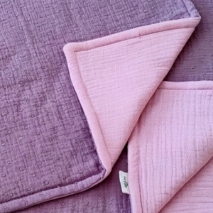 Baba ágynemű szett kiságyba � bélelt dupla géz (sötét mályva-rózsaszín) - baba - mama - baba ágynemű - szett kiságyba - Meska.hu