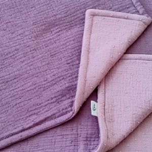 Baba ágynemű szett kiságyba � bélelt dupla géz (sötét mályva-világos mályva) - baba - mama - baba ágynemű - szett kiságyba - Meska.hu