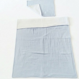 Baba ágynemű szett kiságyba � bélelt dupla géz (világoskék-fehér) - baba - mama - baba ágynemű - szett kiságyba - Meska.hu