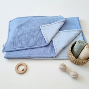 Baba ágynemű szett kiságyba � bélelt dupla géz (farmerkék-világoskék), Baba - mama, Baba ágynemű, Szett kiságyba, Varrás, MESKA