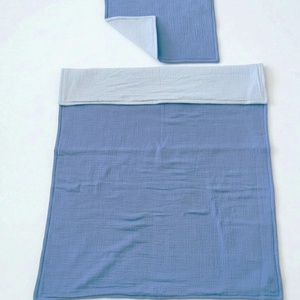 Baba ágynemű szett kiságyba � bélelt dupla géz (farmerkék-világoskék) - baba - mama - baba ágynemű - szett kiságyba - Meska.hu