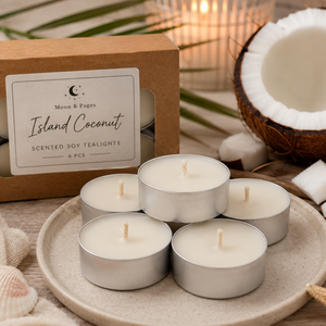 Island Coconut Kezzel keszult illatos szoja teamécses (6 db) - Meska.hu