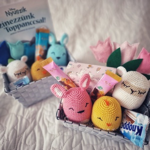 Horgolt húsvéti nyuszi, csibe és bárány - játék & sport - plüssállat & játékfigura - nyuszi - Meska.hu