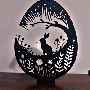 Nyuszi sziluett � 3D nyomtatott lakásdekor, Ünnepi díszek, dekorációk, Húsvéti díszek és dekorációk, Húsvéti asztaldíszek, , MESKA