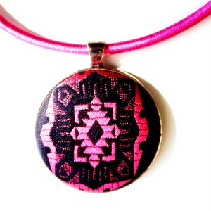 Rózsaszín geometria - nyaklánc nyakkendőből -  - Meska.hu