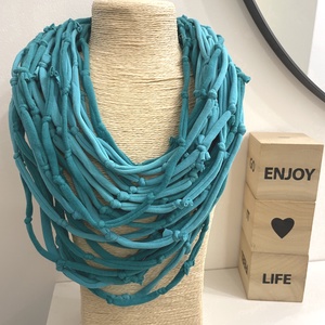 Aqua pamut pólónyakánc, Ékszer, Nyaklánc, Statement nyaklánc, Ékszerkészítés, Újrahasznosított alapanyagból készült termékek, MESKA