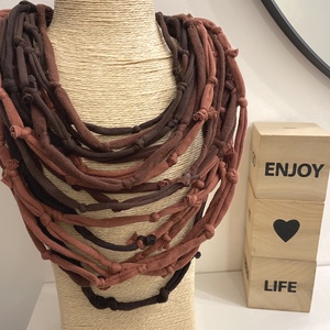 Brownie pamut pólónyakánc, Ékszer, Nyaklánc, Statement nyaklánc, Ékszerkészítés, Újrahasznosított alapanyagból készült termékek, MESKA