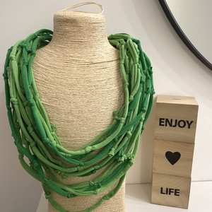 Tavasz pamut pólónyaklánc, Ékszer, Nyaklánc, Statement nyaklánc, Ékszerkészítés, Újrahasznosított alapanyagból készült termékek, MESKA