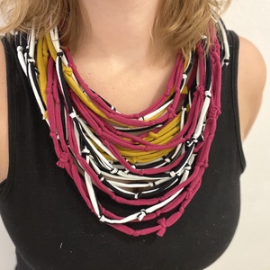 Bohemia pamut pólónyaklánc, Ékszer, Nyaklánc, Statement nyaklánc, Ékszerkészítés, Újrahasznosított alapanyagból készült termékek, MESKA