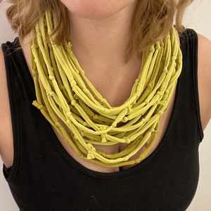 Lime pamut pólónyaklánc, Ékszer, Nyaklánc, Statement nyaklánc, Ékszerkészítés, Újrahasznosított alapanyagból készült termékek, MESKA