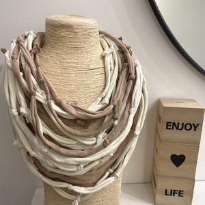 Púder pamut pólónyaklánc, Ékszer, Nyaklánc, Statement nyaklánc, Ékszerkészítés, Újrahasznosított alapanyagból készült termékek, MESKA