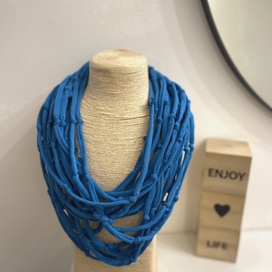 Tiszta égbolt pamut pólónyaklánc, Ékszer, Nyaklánc, Statement nyaklánc, Ékszerkészítés, Újrahasznosított alapanyagból készült termékek, MESKA