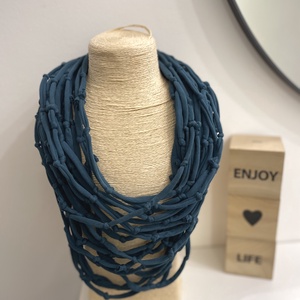 Deep sea pamut pólónyaklánc, Ékszer, Nyaklánc, Statement nyaklánc, Ékszerkészítés, Újrahasznosított alapanyagból készült termékek, MESKA