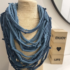 Denim light pamut pólónyaklánc, Ékszer, Nyaklánc, Statement nyaklánc, Ékszerkészítés, Újrahasznosított alapanyagból készült termékek, MESKA