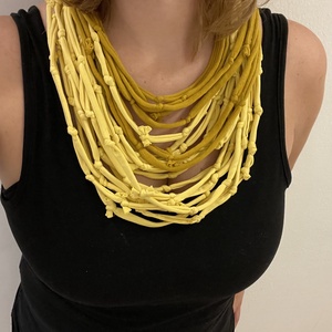 Mustard pamut pólónyaklánc, Ékszer, Nyaklánc, Statement nyaklánc, Ékszerkészítés, Újrahasznosított alapanyagból készült termékek, MESKA