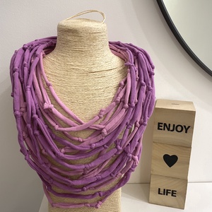 Levendula pamut pólónyaklánc - ékszer - nyaklánc - statement nyaklánc - Meska.hu