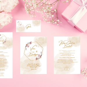 Modern rózsaszín-arany esküvői meghívó - esküvő - meghívó & kártya - meghívó - Meska.hu