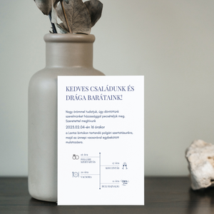 Kék foltos esküvői meghívó, menüháromszög, ültetőkártya, boríték - esküvő - meghívó & kártya - meghívó - Meska.hu