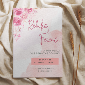 Rózsaszín rózsás meghívó, Esküvő, Meghívó & Kártya, Meghívó, , MESKA