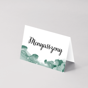 Zöld márványmintás ültetőkártya , Esküvő, Meghívó & Kártya, Meghívó, Fotó, grafika, rajz, illusztráció, MESKA