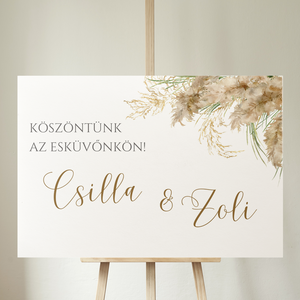 Pampafüves köszöntő és ülésrend tábla , Esküvő, Dekoráció, Tábla & Jelzés, Fotó, grafika, rajz, illusztráció, MESKA