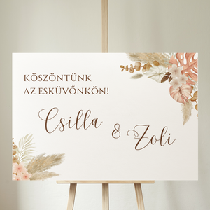 Pampa füves virágos köszöntő és ülésrend tábla , Esküvő, Dekoráció, Tábla & Jelzés, Fotó, grafika, rajz, illusztráció, MESKA