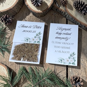 Esküvői köszönőajándék virágmag /fehér rózsa és arany mintával/- Golden Glow, Esküvő, Emlék & Ajándék, Köszönőajándék, Fotó, grafika, rajz, illusztráció, MESKA