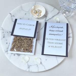 Esküvői köszönőajándék virágmag /fekete keretes mintával/- Noir Elegance, Esküvő, Emlék & Ajándék, Köszönőajándék, Fotó, grafika, rajz, illusztráció, MESKA