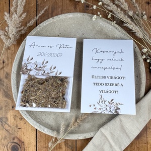 Esküvői köszönőajándék virágmag /gyapot és szárazvirág mintával/- Raw Silk, Esküvő, Emlék & Ajándék, Köszönőajándék, Fotó, grafika, rajz, illusztráció, MESKA