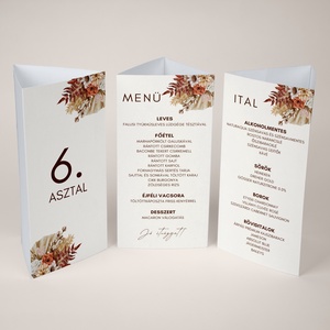 Esküvői menü és/vagy itallap/menüháromszög - Antique Bloom (Boho szárazvirágos) - esküvő - meghívó & kártya - meghívó - Meska.hu