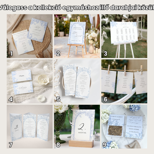 Esküvői menü és/vagy itallap/menüháromszög - Azure  Wings (kék-fehér porcelánok időtlen szépsége) - esküvő - meghívó & kártya - meghívó - Meska.hu